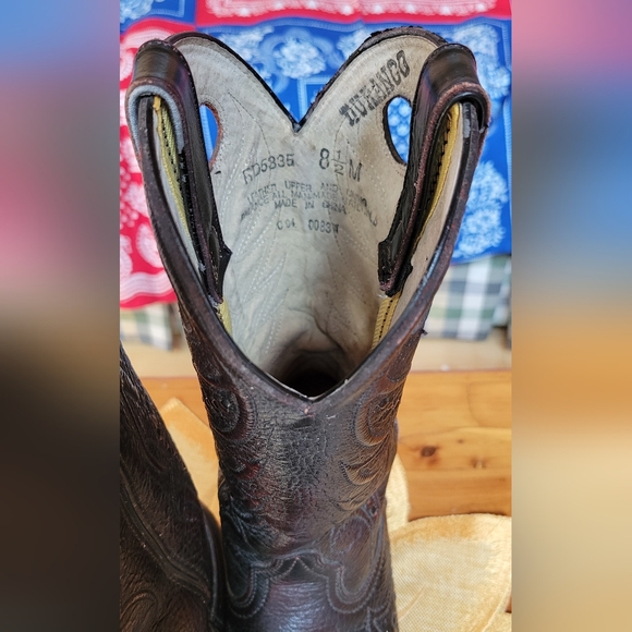 DURANGO Black Cherry Leather Cowboy Boots - Picture 4 of 6